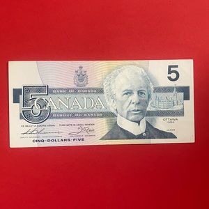 Vintage $5 Thiessen ENX 1986 Replacement Banknote